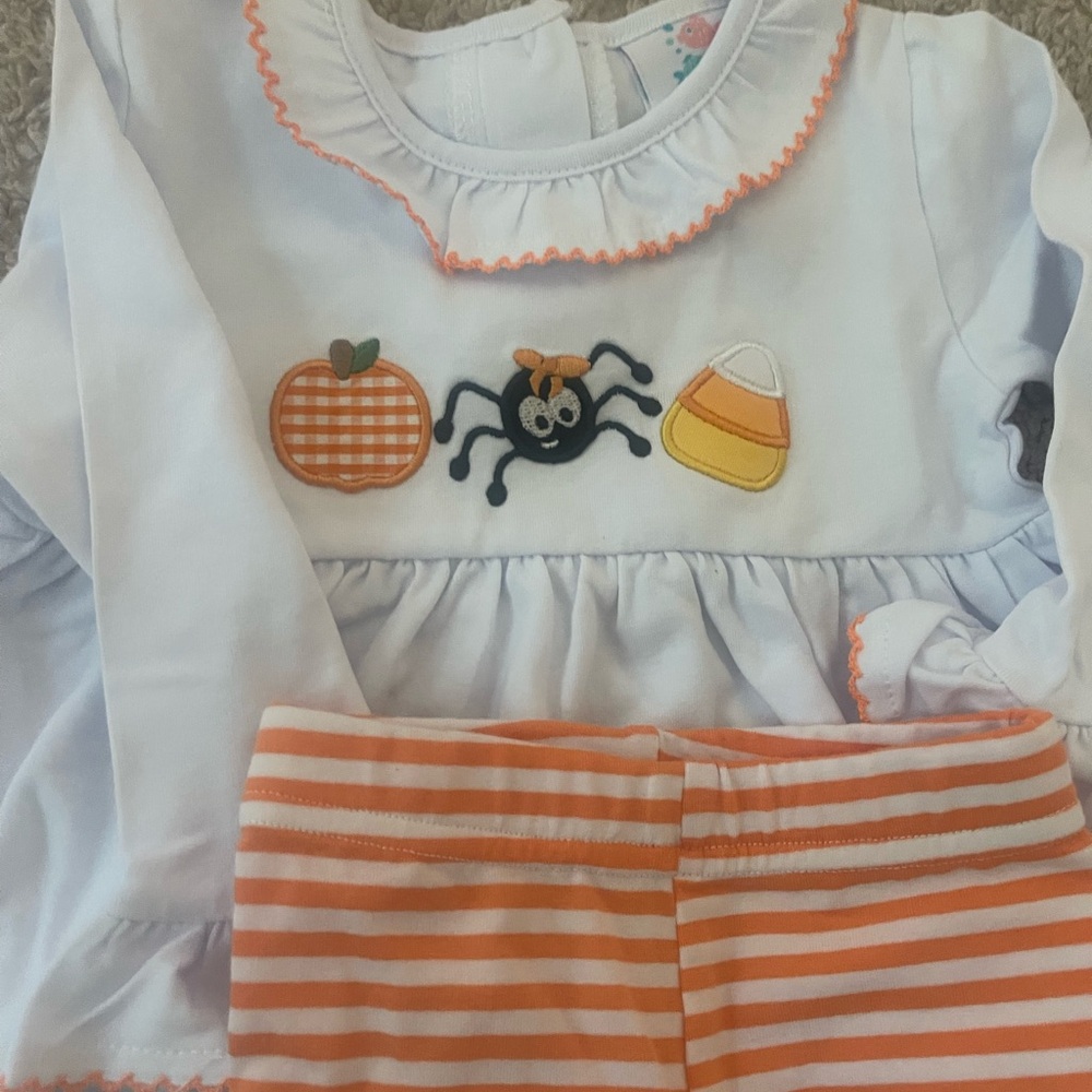 Kids Halloween Themed Matching Set - White and Orange